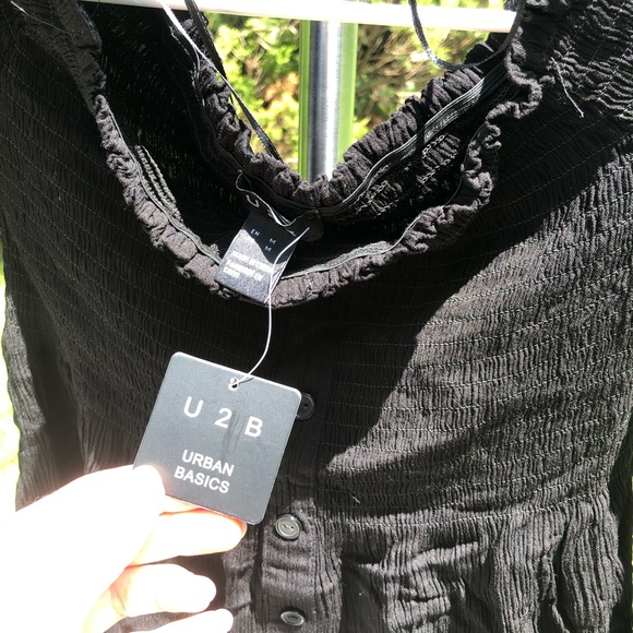 NAT Black smoked off the shoulder top size M - Picture 2 of 5